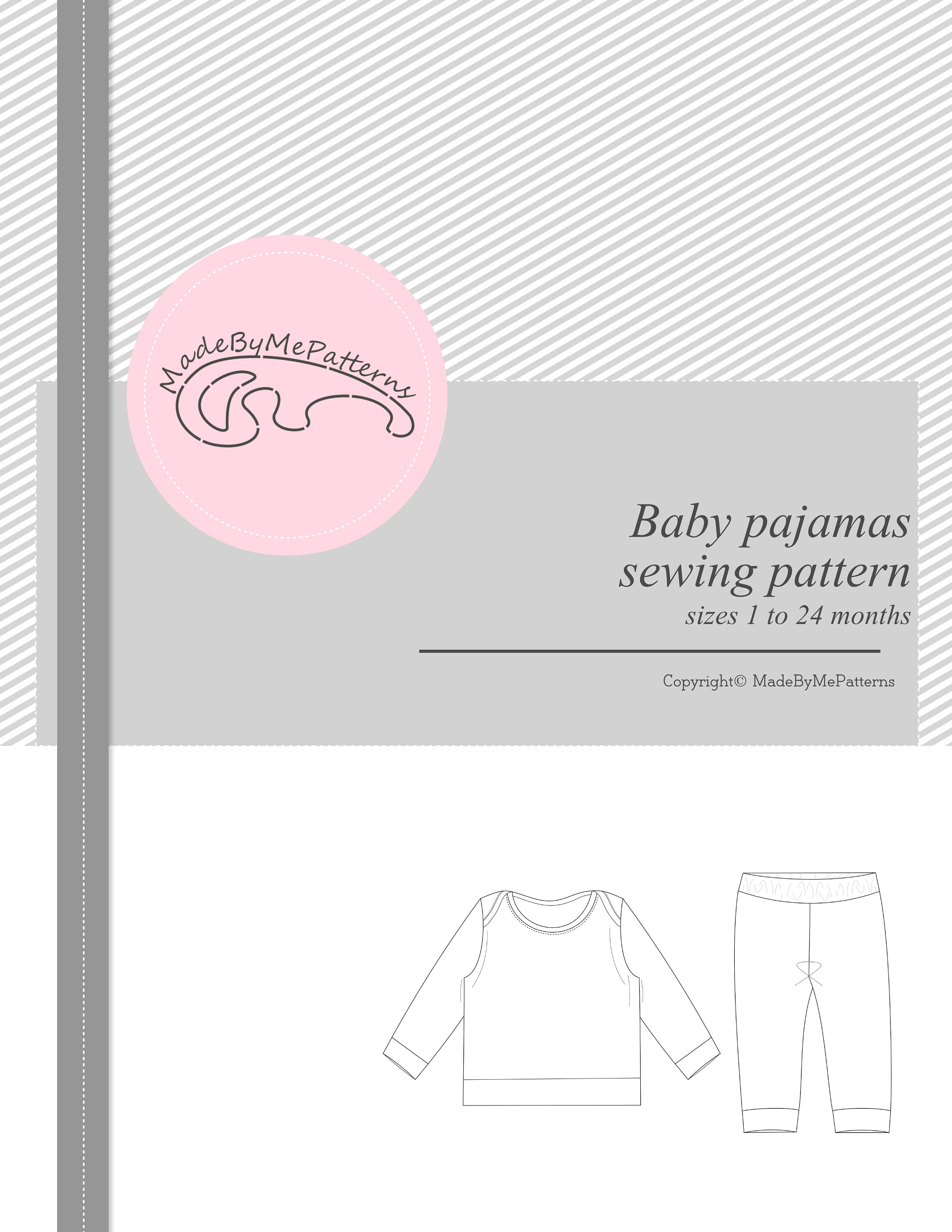 Baby classic pajamas Sewing Pattern PDF, baby nightwear pattern PDF