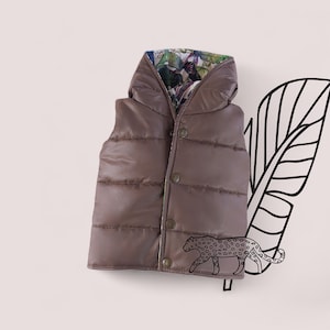 Puffer Vest Sewing Pattern for Kids –  Snap Front Baby, Toddler & Child Hoodie – Easy Quilted Outerwear PDF Pattern – DIY Jacket Layer
