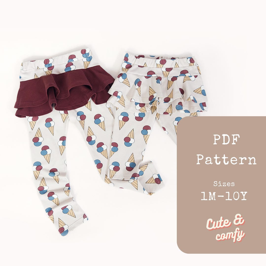 Skirted Leggings Sewing Pattern for Kids | Baby Leggings Pattern ...