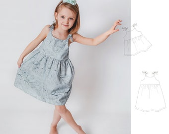 Dress and top with ties sewing pattern PDF | Girls sundress patterns| Baby dress pattern | Top pattern