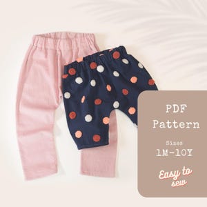 Easy Baggy Pants Pattern & Shorts Pattern – Elastic Waistband Toddler and Baby Pants or Harem Shorts – Beginner Friendly Boy and Girl Projec