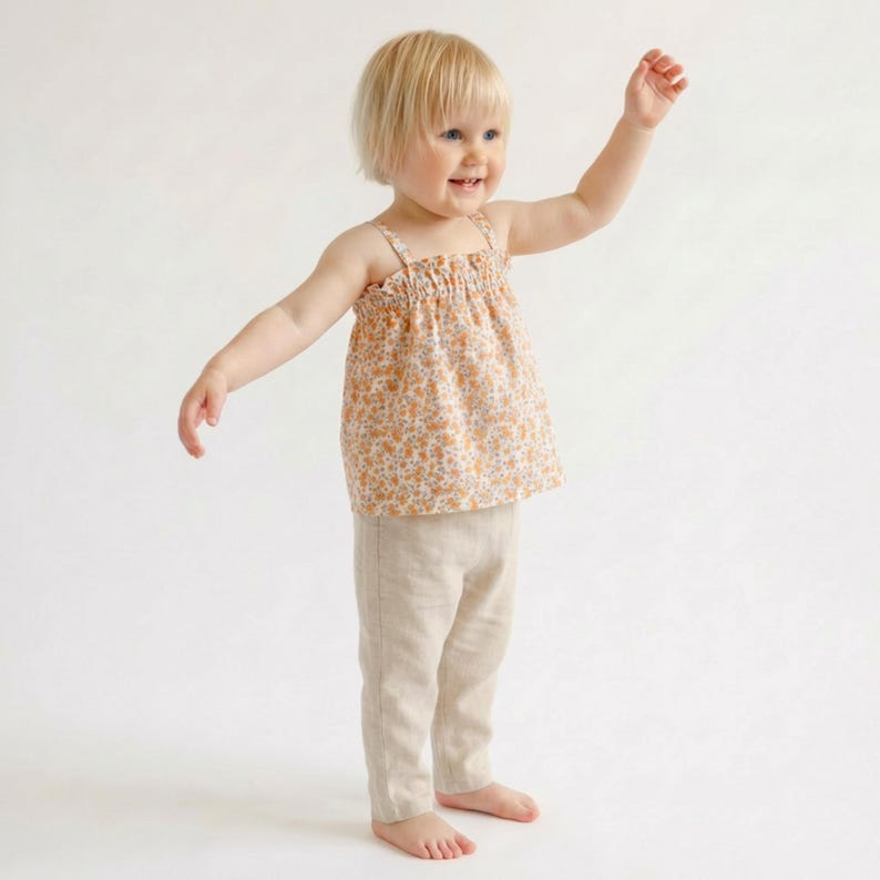 Zomerjurk patroon en top naaipatronen bundel voor kinderkleding mousseline baby outfit idee heel eenvoudig beginnersproject om te naaien peuterjurk afbeelding 6