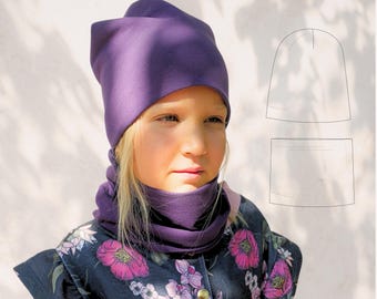 Slouchy Beanie Pattern and Tutorial Scarf Sewing Pattern Very Easy Beginner Hat PDF Digital Download Gender Neutral Baby to Adult Clothing