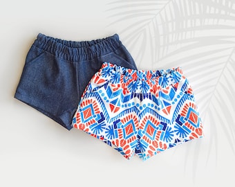 Girls Shorts Pattern – Baby to Kids PDF Sewing Pattern – Elastic Waist Beginner Project