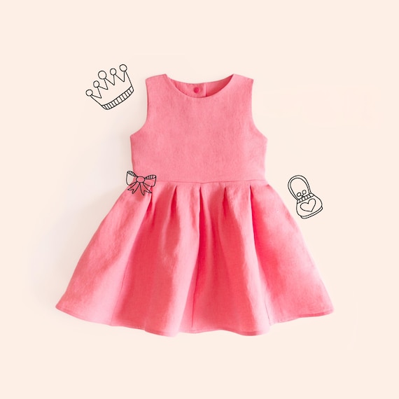 Girls Party Dress Sewing Pattern PDF Baby Sleeveless Dress Toddler Summer Clothes Linen Outfit Idea Flower Girl Beginner Design Learn Sew