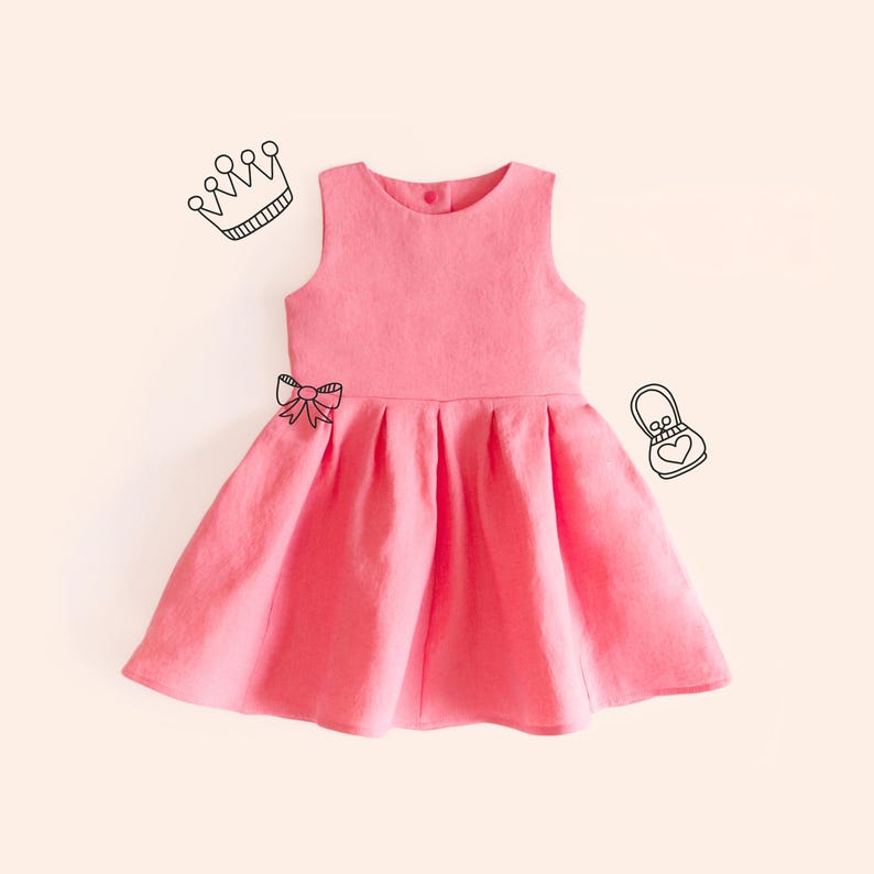 Girls Party Dress Sewing Pattern PDF Baby Sleeveless Dress Toddler Summer Clothes Linen Outfit Idea Flower Girl Beginner Design Learn Sew