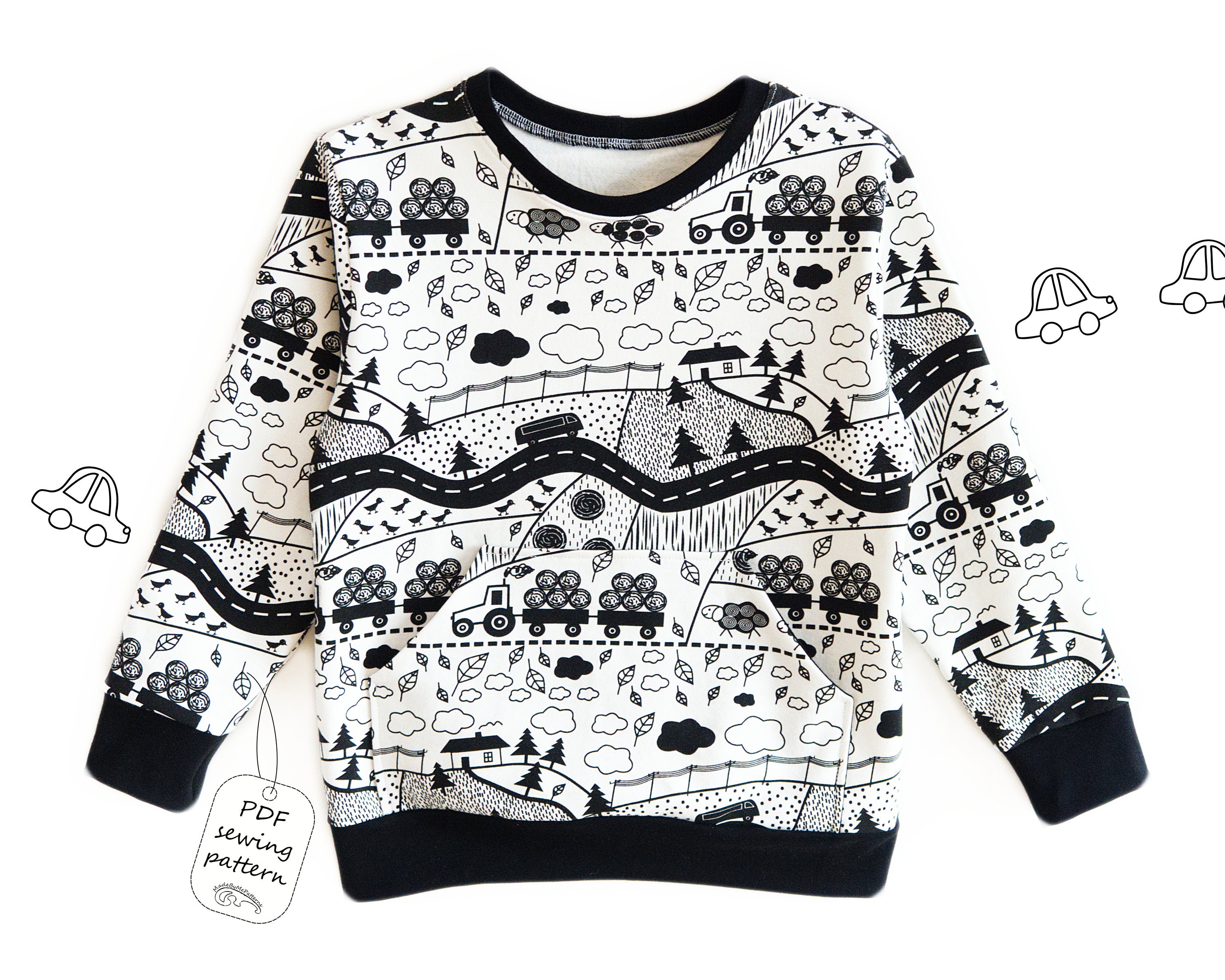 Kids sweatshirt sewing pattern PDF download, sewing patterns todler ...