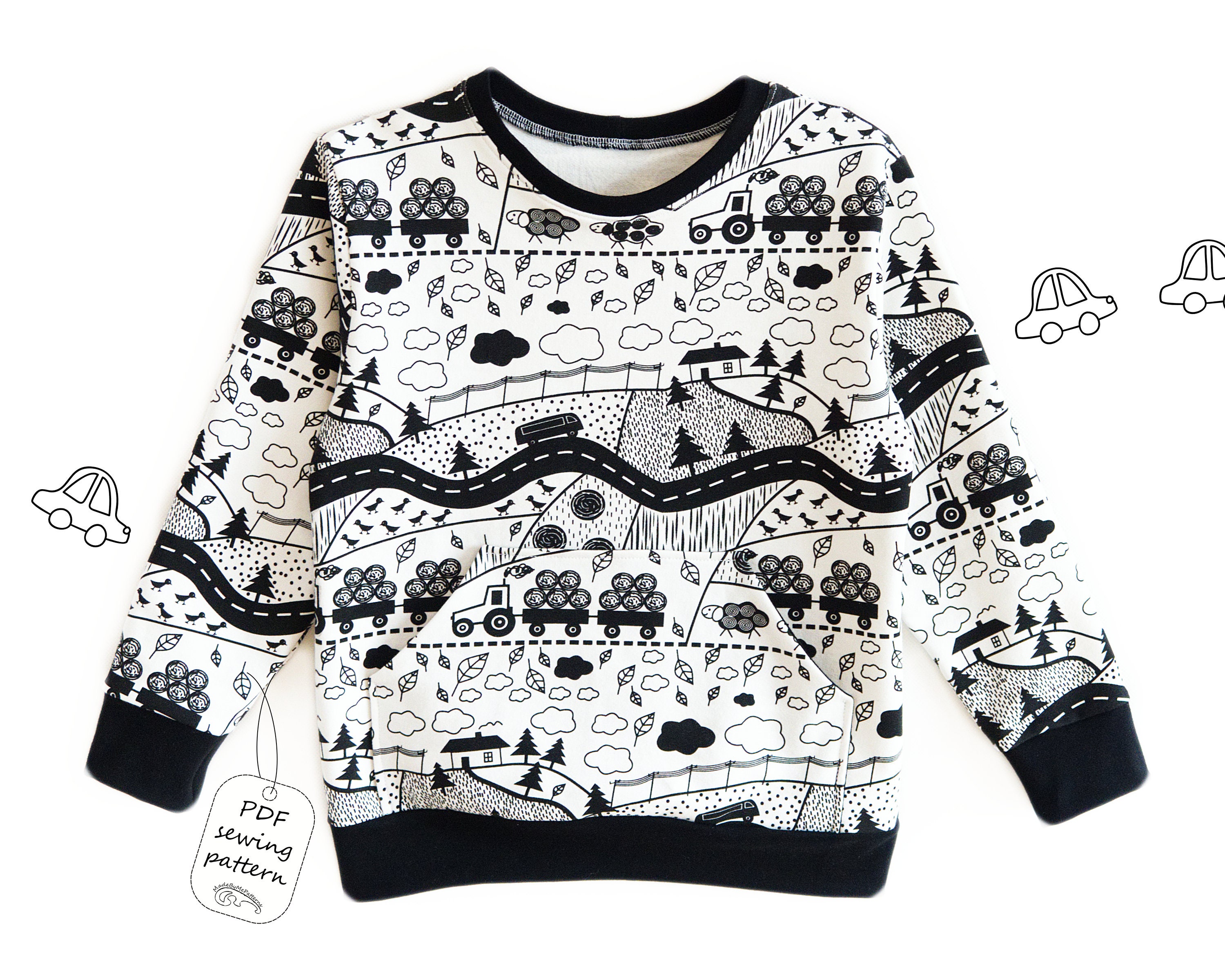 Kids sweatshirt sewing pattern PDF download, sewing patterns todler