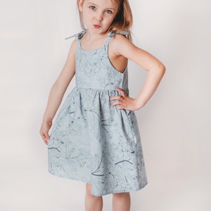 Simple kids summer dress sewn from a beginner PDF sewing pattern.