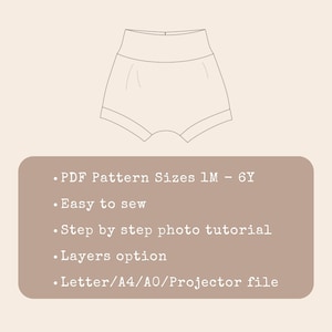Baby Bummies Sewing Pattern for Beginners Toddler High Waisted Bloomers Kids Shorts Pattern Boys Very Easy Beginner Project to Sew image 2