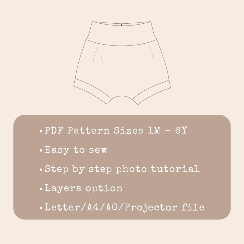 Baby Bummies Sewing Pattern for Beginners Toddler High Waisted Bloomers Kids Shorts Pattern Boys Very Easy Beginner Project to Sew image 2
