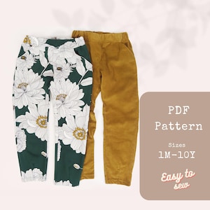 Barrel Pants PDF Sewing Pattern for Kids | Easy Sewing Pattern | Elastic Waistband and Relaxed Fit Ballon Pants for Kids, Toddler and Baby