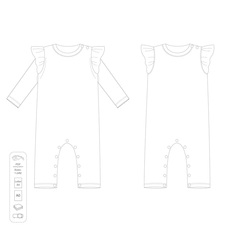 Baby girl romper pattern, baby romper sewing pattern PDF, sewing patterns pdf image 5