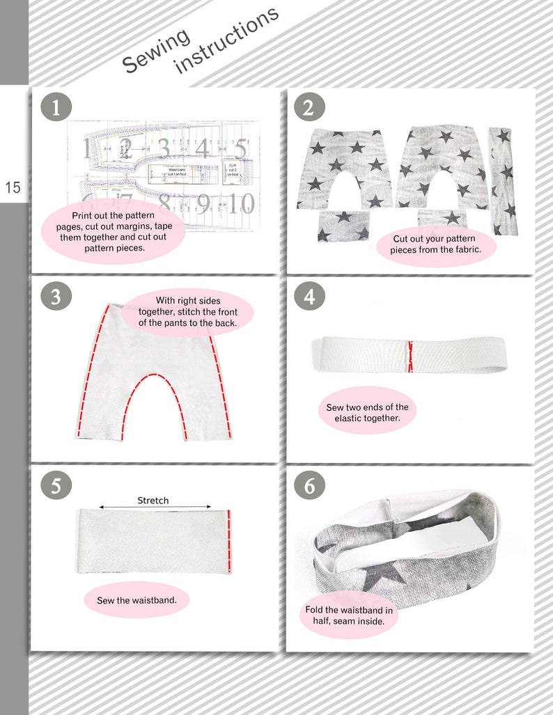 Patrón de costura de pantalones Harem PDF, patrón de pantalones holgados para principiantes, patrón de costura para niños pequeños imagen 10