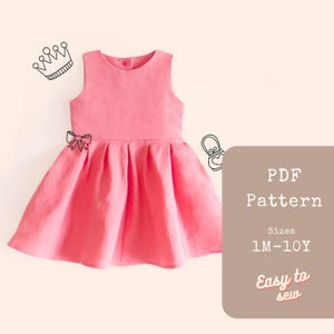 Girls Dress Sewing Pattern PDF – Baby and Toddler Summer Dress – Linen, Cotton – Flower Girl Dress – Beginner Friendly Sewing