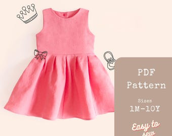Girls Dress Sewing Pattern PDF – Baby and Toddler Summer Dress – Linen, Cotton – Flower Girl Dress – Beginner Friendly Sewing