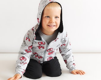 Kids Zip Hoodie Sewing Pattern PDF Jacket Pattern for Boys & Girls Beginner Knit Zip-Up