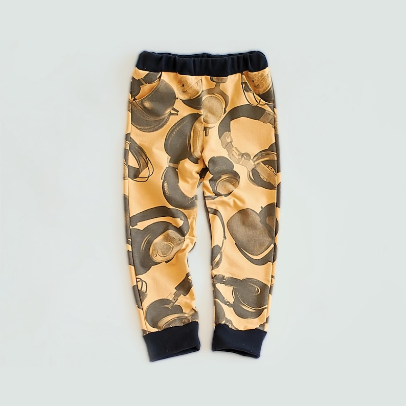 Handmade boys jogger sweatpants sewn from a beginner PDF sewing pattern.