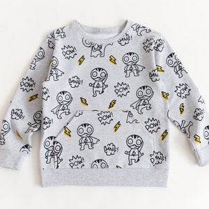 Kids sweatshirt sewing pattern PDF download, sewing patterns toddler, kids sewing patterns image 3