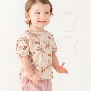 Very Easy Kids T-shirt Pattern for Beginners Toddler Girl Top Pattern PDF Learn To Sew Printable Patterns Small Sewing Project Ideas