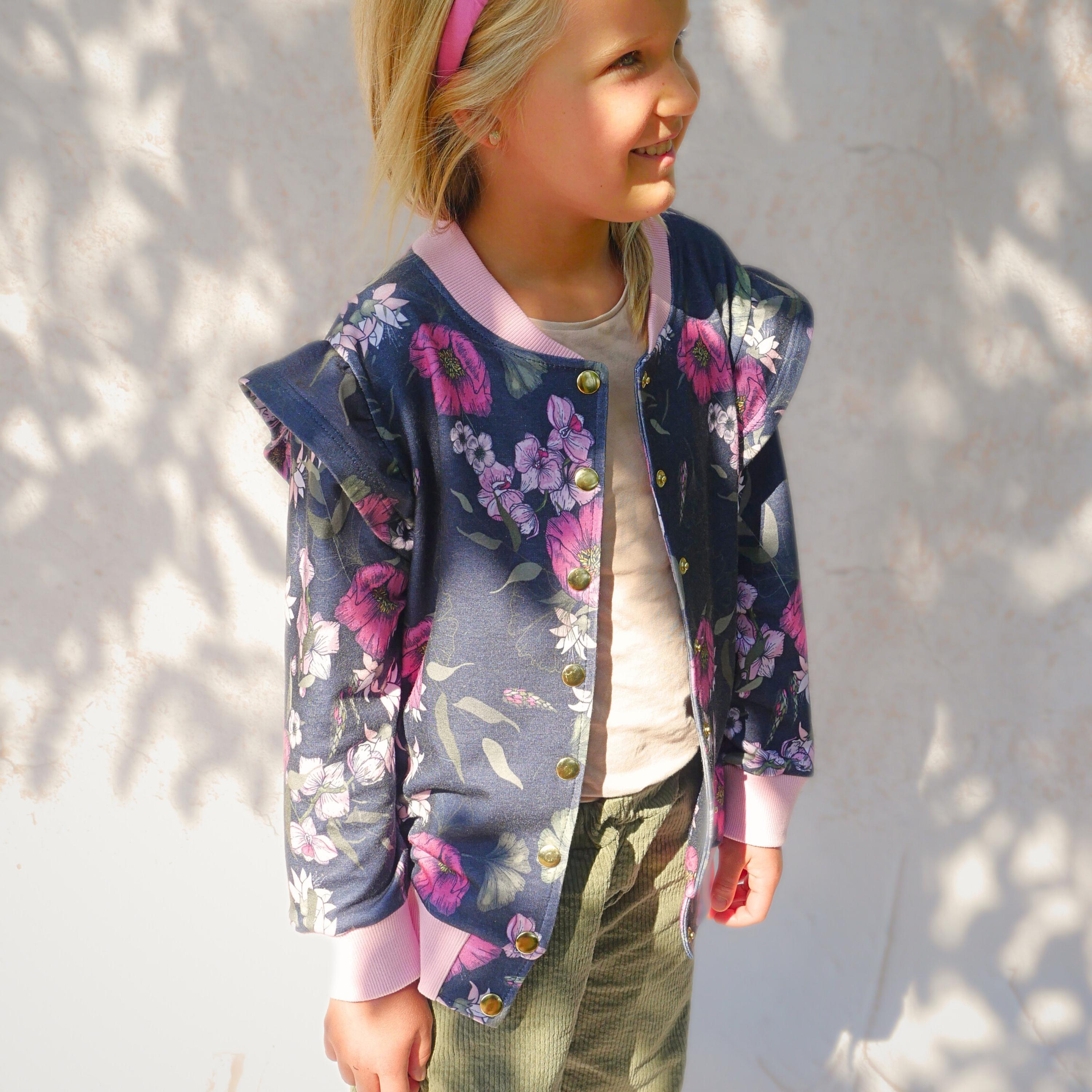 Girls Bomber Jacket PDF Sewing Pattern – Frill Sleeves Babies and Kids ...