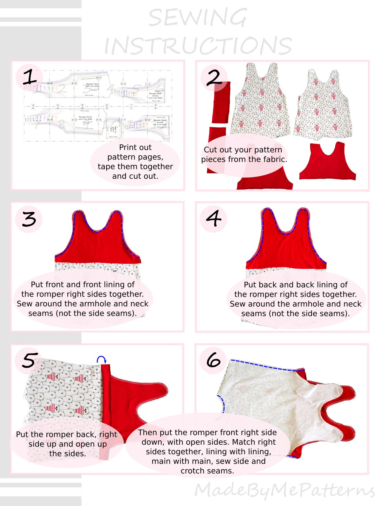 Short leg romper Sewing Pattern PDF, baby romper sewing pattern PDF