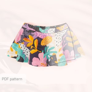 Skort sewing pattern, mini skirt pattern, comfy girls shorts pattern up to 10 years