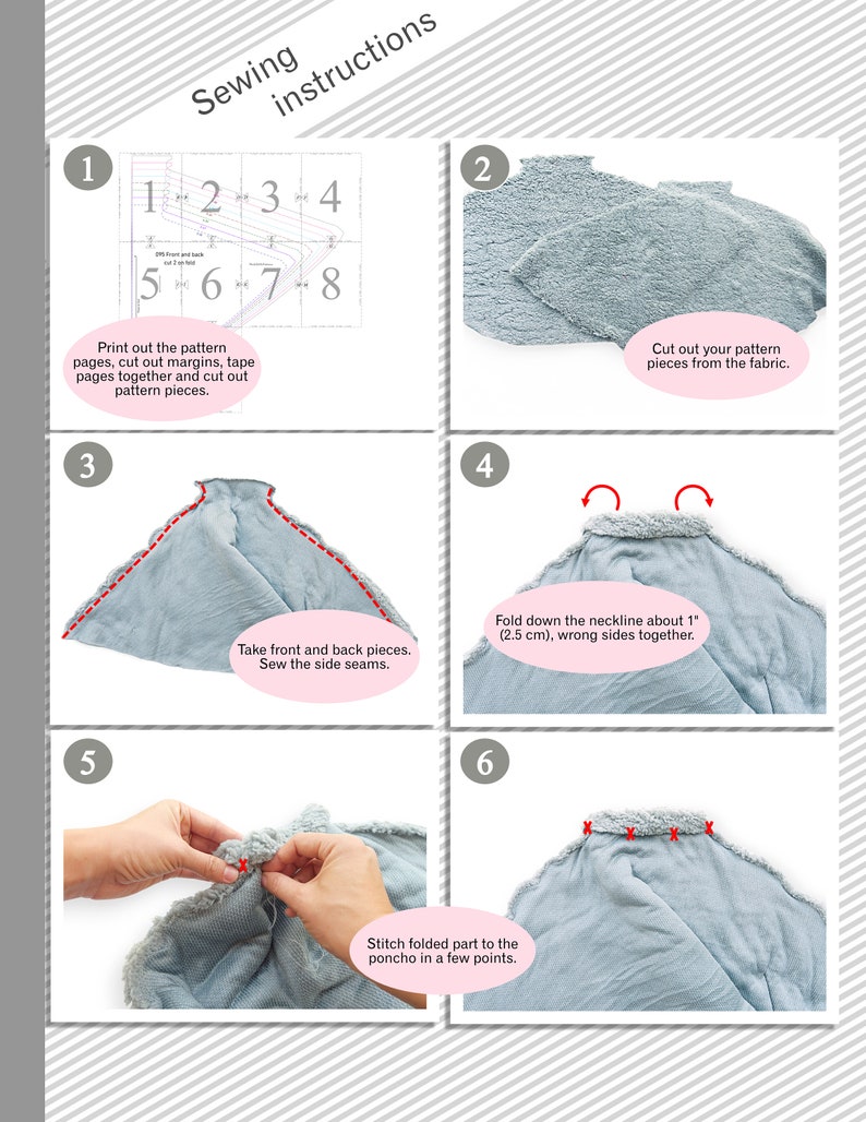 Poncho sewing pattern Cape pattern Kids, toddler sewing pattern PDF up to 10 years image 9