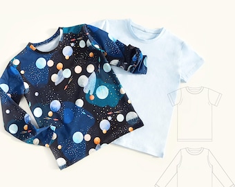 Kids T-Shirt Sewing Pattern Long Sleeve for Boys & Girls Beginner PDF Sewing Patterns Teen