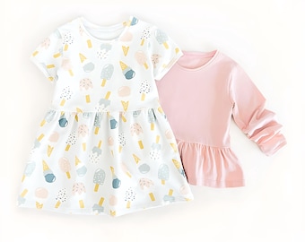 Girls Dress Sewing Pattern PDF Short Long Sleeve Peplum Top Pattern Bundle Kids Clothes DIY Project for Beginners Toddler Girl Gift to Sew