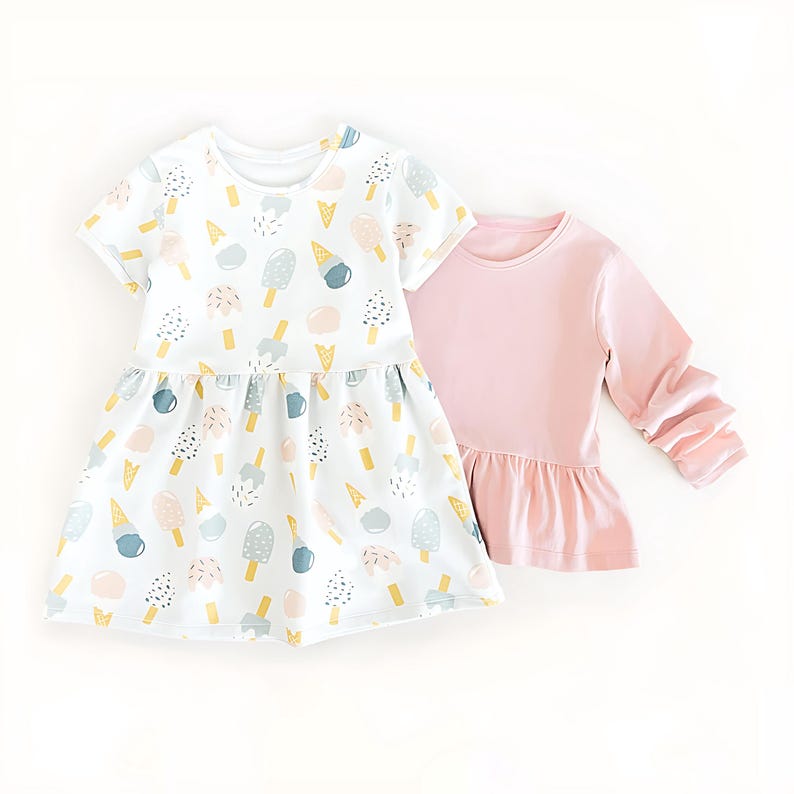 Girls Dress Sewing Pattern PDF Short Long Sleeve Peplum Top Pattern Bundle Kids Clothes DIY Project for Beginners Toddler Girl Gift to Sew