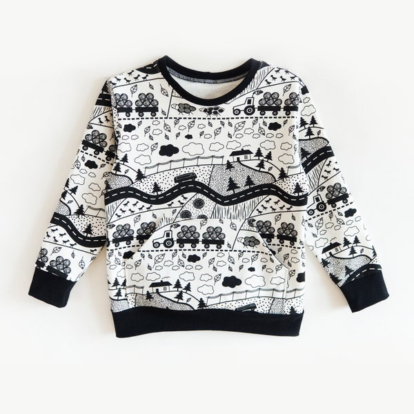 Kinder Sweatshirt Schnittmuster PDF download, Schnittmuster Kleinkind, Kinder Schnittmuster