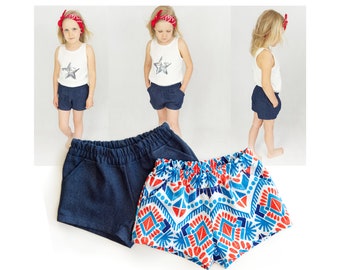 Girls shorts sewing pattern PDF | Easy to make shorts pattern and tutorial with projector files