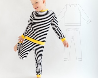 Patron de couture PDF pour pyjama de vacances (haut et pantalon) - Projet de couture facile pour ensemble de vêtements de nuit pour tout-petits et enfants - Modèles par MadeByMePatterns