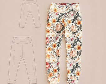 Girls Leggings Sewing Pattern for Beginners Baby Pants Pattern PDF Kids Activewear Outfit Ideas Toddler Comfy Pajama Bottom Project to Sew