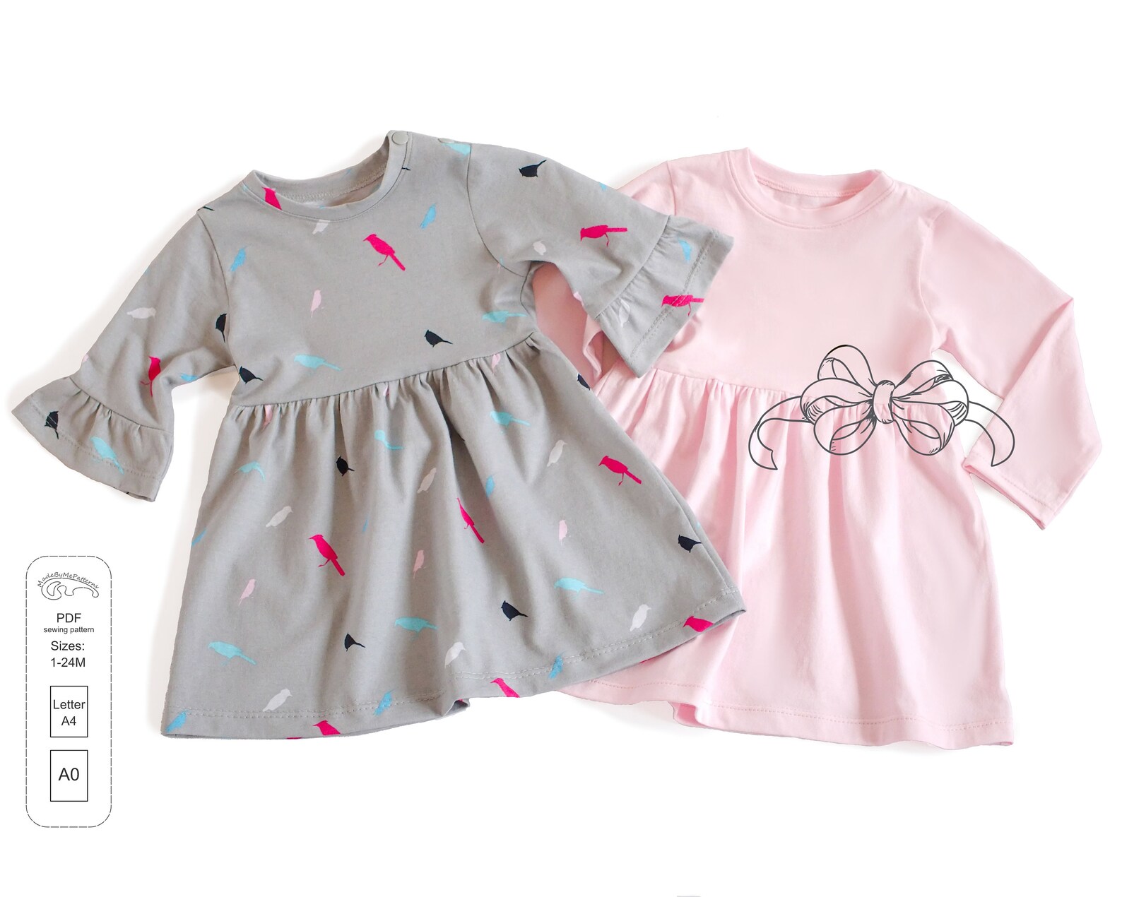 Baby dress Sewing Pattern PDF frill sleeves dress sewing Etsy