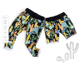 Comfy pants pattern, easy shorts sewing pattern, kid sewing pattern, baby clothes pattern