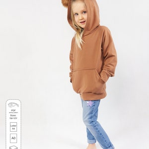 Hoodie with ears sewing pattern PDF, kids and baby sewing patterns pdf, hoodie pattern with projector files included image 2