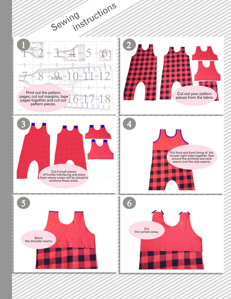 Easy overalls pattern Kids and baby romper pattern PDF Do it yourself sewing pattern image 9