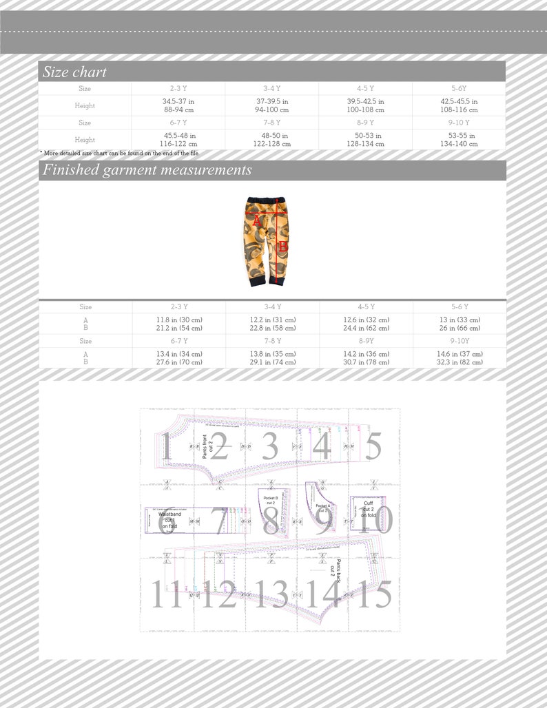 Kids joggers pants Sewing Pattern PDF, kids sewing patterns size 2-10 years, Instant Download Sewing Pattern zdjęcie 7