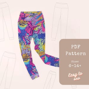 Kids & Teen Leggings Sewing Pattern PDF – Girls Leggings Pattern – Printable Pants Pattern for Children – Easy Knit Pants for Beginners