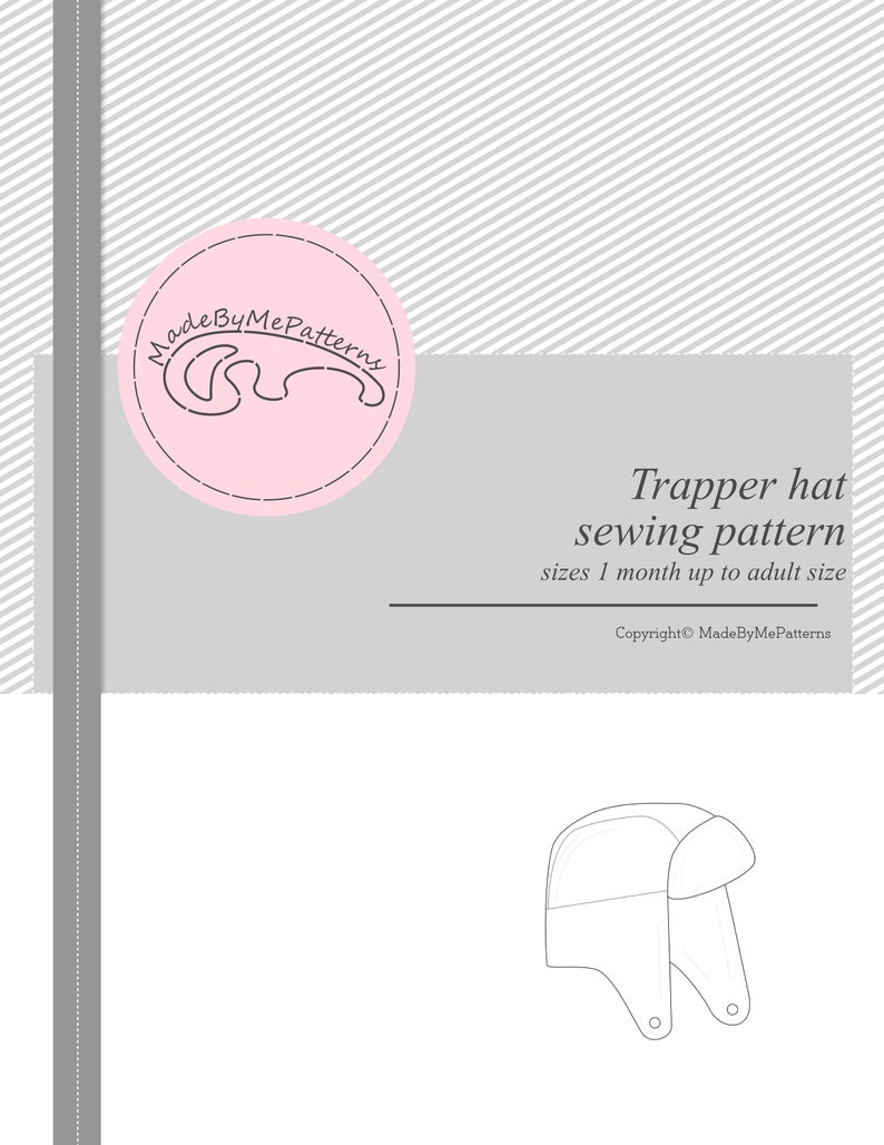 Sewing patterns and tutorials trapper hat PDF pattern from 1 month up to adult sizes image 5