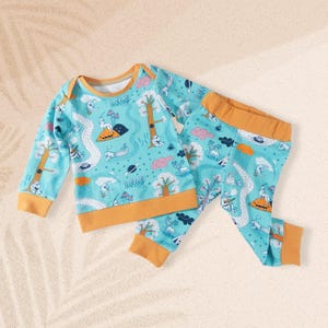 Cartamodello per pigiama da neonato in PDF – Set di maglia con maglietta e pantaloni – Abbigliamento per neonati per maschietti e femminucce – Progetto di cucito per pigiami per principianti