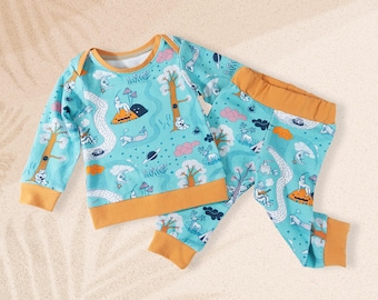 Baby Pajama Sewing Pattern PDF Knit Lap Tee and Pants Bundle Beginner Sleepwear Sewing Project Infant Boys Lounge Set Idea Girls Clothes