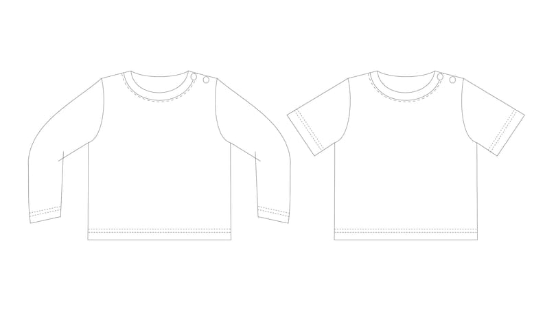 Baby T-shirt Pattern with Snaps at shoulder – Basic PDF Sewing Patterns Boy Clothes Patterns image 3