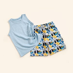 Tank Top & Boys Shorts Pattern Bundle Easy Beginner PDF Sewing Pattern for Kids Basketball Style Outfit Toddler Boy Knit Summer Set Idea