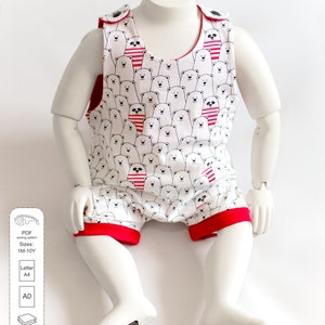 Short leg romper Sewing Pattern PDF, baby romper sewing pattern PDF, kids romper pattern PDF, sewing patterns pdf image 2