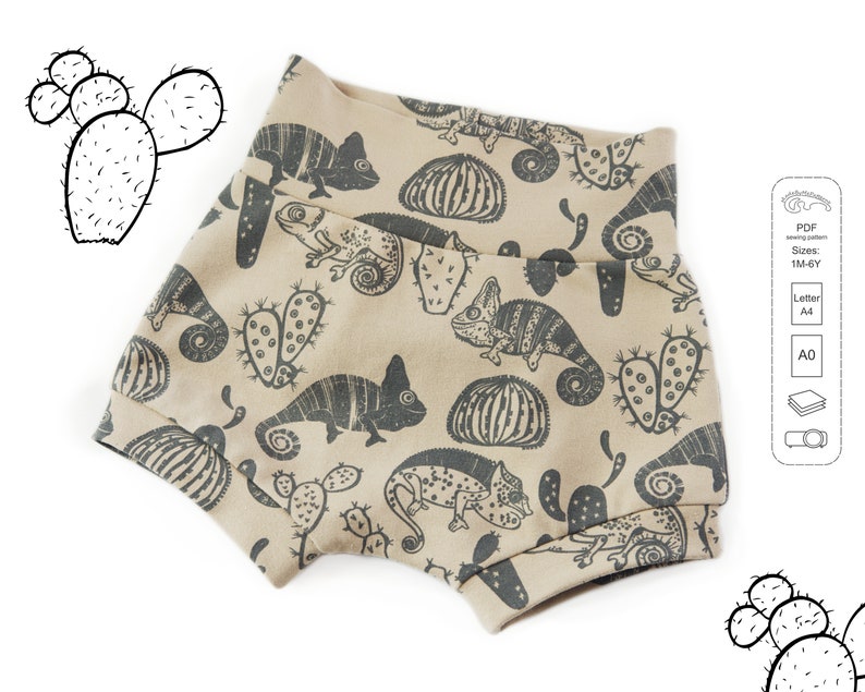 Baby and kids shorts Sewing Pattern PDF, easy sewing pattern, sizes 1M to 6T 