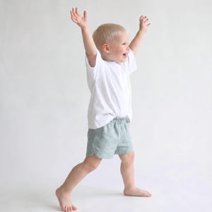 Handmade toddler shorts created using an easy sewing tutorial.