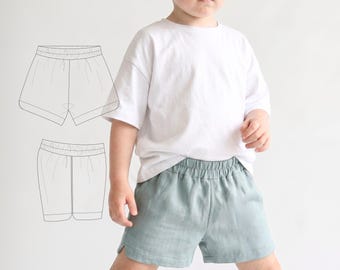 Simple Shorts Pattern for Boys and Girls Track Shorts Sewing Project Toddler Lounge Clothing Ideas Kids Linen Gift to Sew Baby Summer Outfit